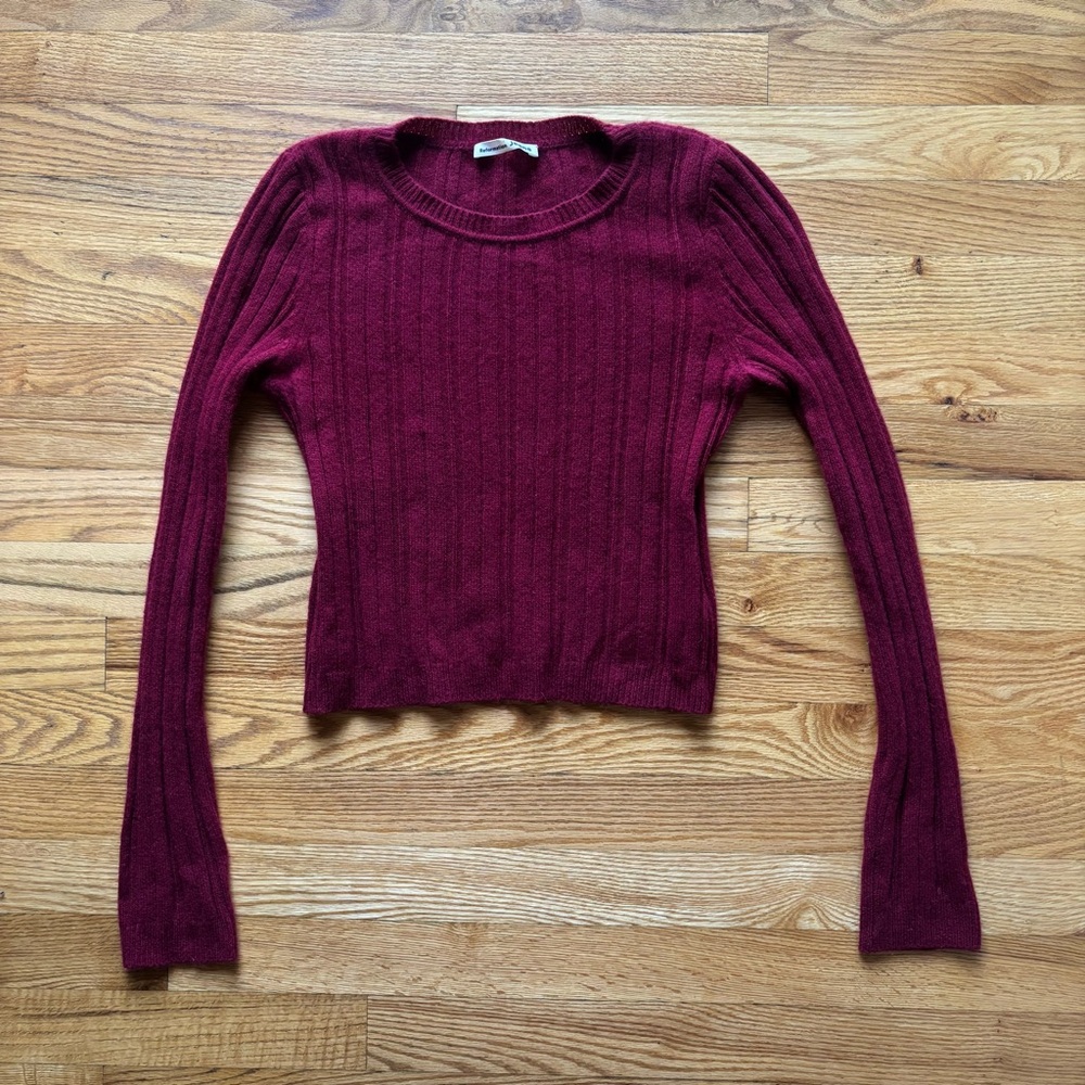 Reformation Cropped Ribbed Cashmere Sweater Crimson Size S